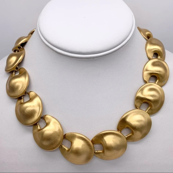 Anne Klein Vintage Brushed Gold Link Necklace - Picture 1 of 6